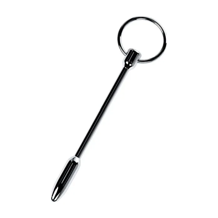 Metal Metal Urethral Plug with Ring 12x1cm Silver Male Sex Toys