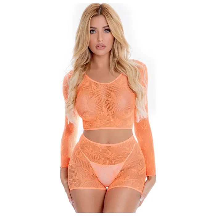 Pink Lipstick Anal Leaf It To Me Short Set Orange