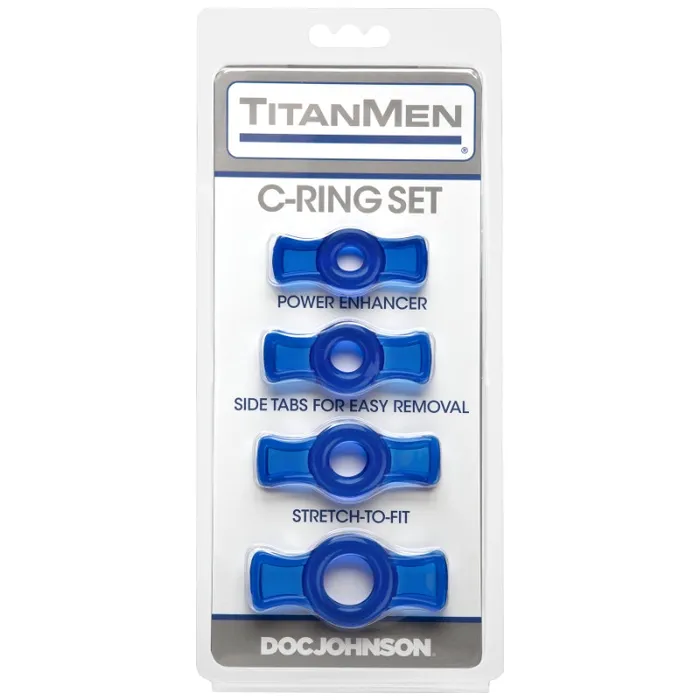 TitanMen Male Sex Toys TitanMen Cock Ring 4piece Set Blue